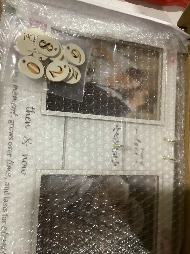 Condition photo showing As Is for a'arkaj 25th / 30th / 40th / 50th anniversary frame, gift for couple, parents, husband and wife, 1-99 years then & now picture frame, wedding keepsake with number inserts white - eternal love
