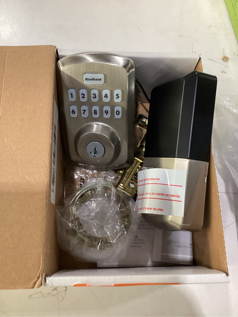 Condition photo showing New/Like New for Kwikset Powerbolt 250 10-Button Keypad Satin Nickel Transitional Electronic Deadbolt Door Lock, Featuring Convenient Keyless Entry, Customizable User Codes, Auto Locking Transitional Satin Nickel