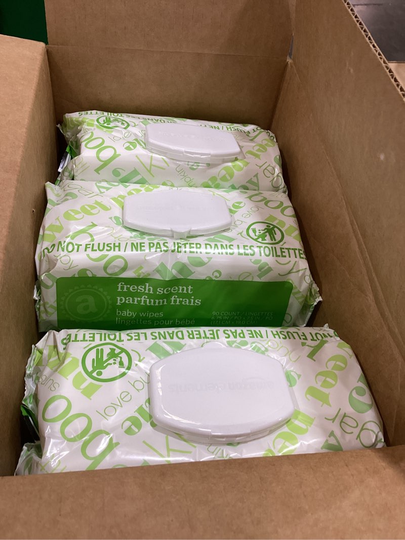 Condition photo showing Good Condition for amazon elements baby wipes, fresh, flip-top packs, 810 count, 9 packs of 90 counts 90 count (pack of 9)