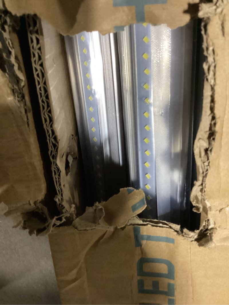 Condition photo showing Good Condition for (10-pack) 8ft led shop light fixture, 120w 19000lm 6000k, cold white, v shape, clear cover, hight output, linkable shop lights, t8 led tube lights, led shop lights for garage 8 foot with plug 8ft 10pcs 10
