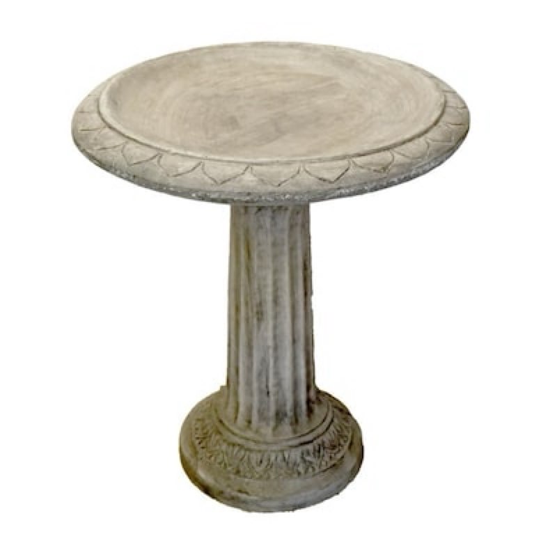 traditional column 27-in h pre aged concrete complete birdbath