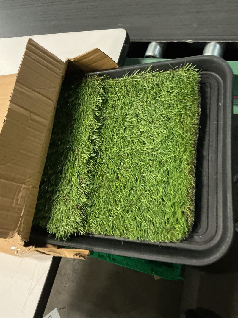Condition photo showing Good Condition for artificial grass puppy pad with tray 16x20 inch | reusable indoor & outdoor dog potty training mat system | washable fake grass pet housebreaking pad for puppies & small to medium dogs by petmaker small 3-layer system