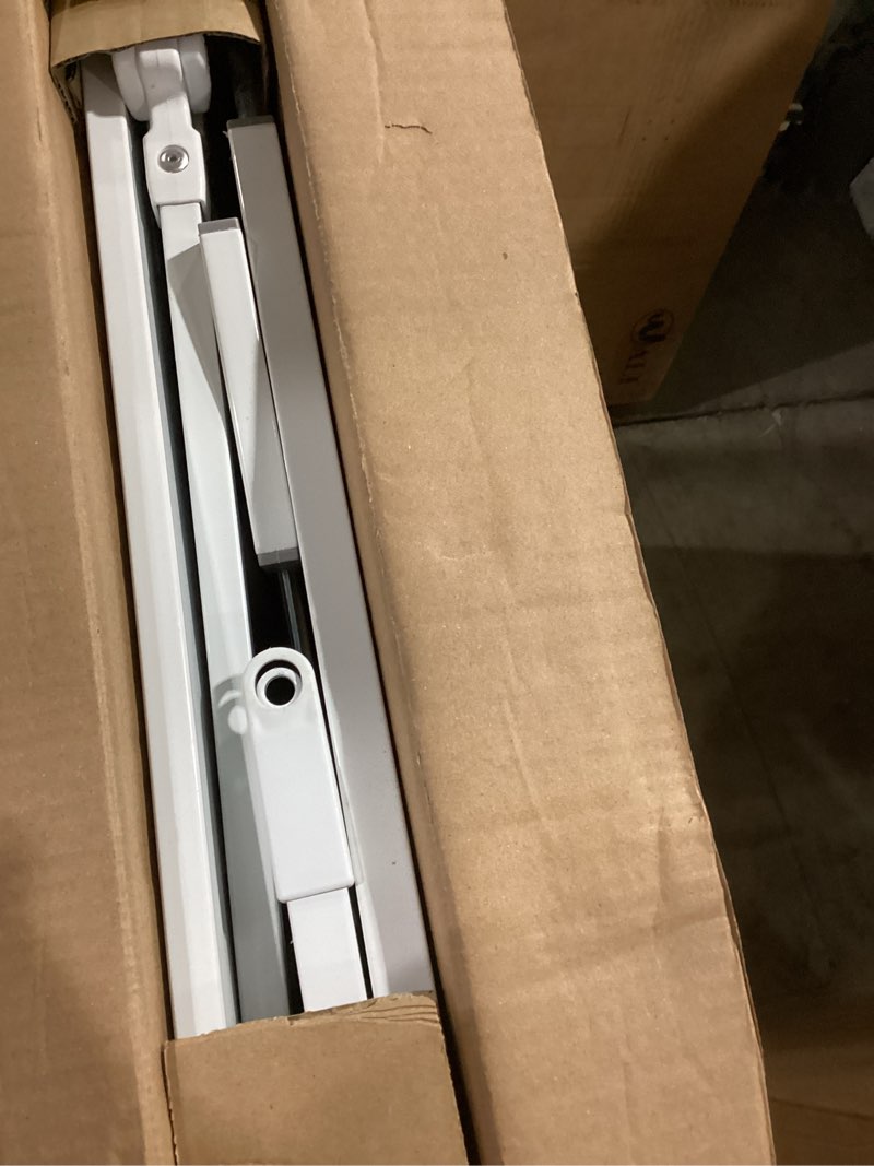 Condition photo showing As Is for regalo easy step 49-inch extra wide baby gate, includes 4-inch and 12-inch extension kit, 4 pack of pressure mount kit and 4 pack of wall mount kit white 29-49"w x 30"h