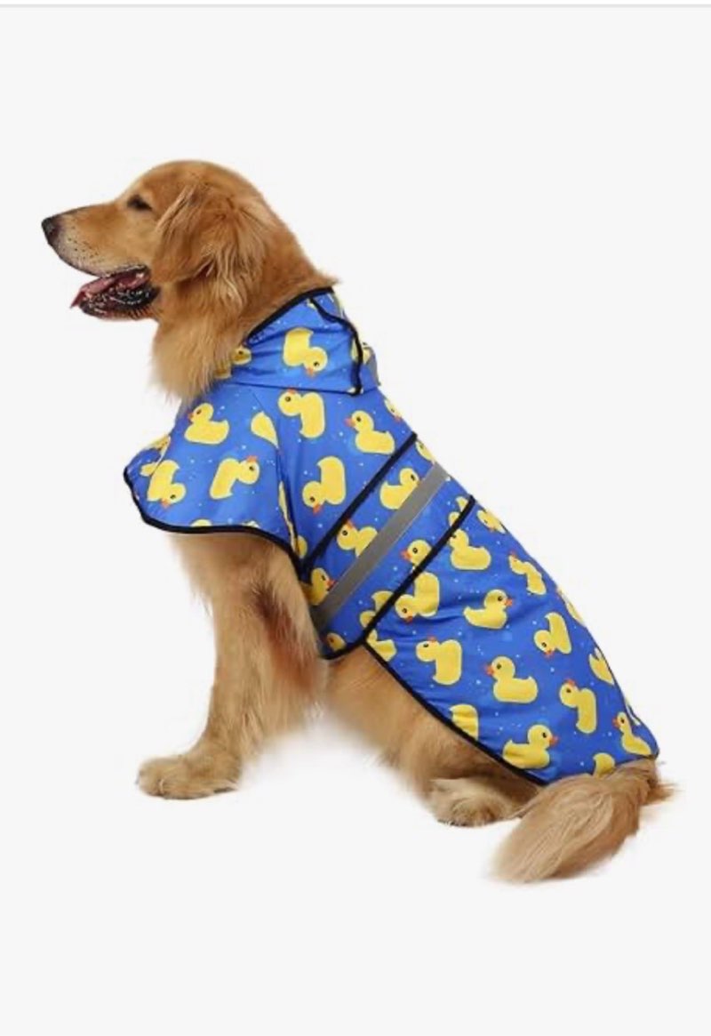 HDE Dog Raincoat Jacket Reflective Adjustable Hooded Pet Poncho Rain Coat with Leash Hole for Small 
