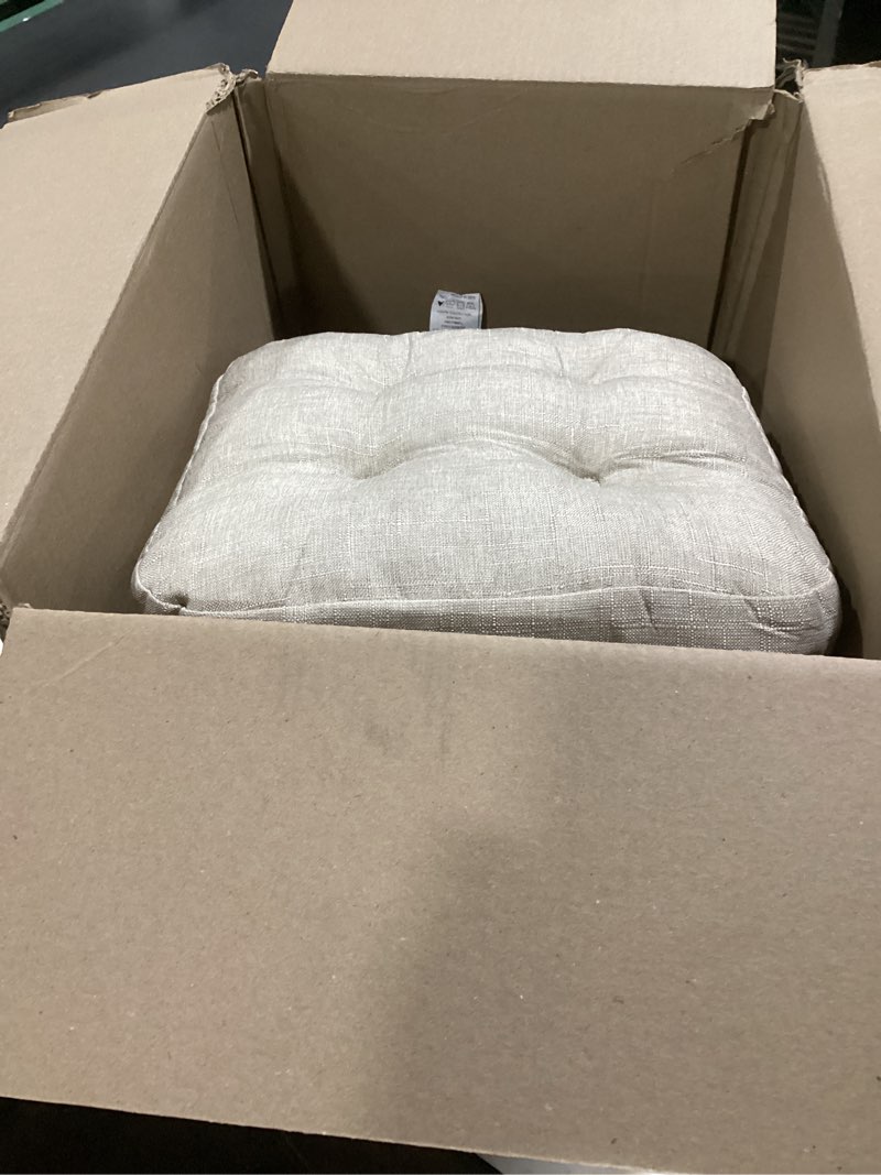 Condition photo showing As Is for Chair Cushions, Memory Foam Dining Chair Cushions, Tufted Indoor Chair Pads, Set of 4, 16.5' x 16.5' x 3.5', Beige Beige Pack of 4