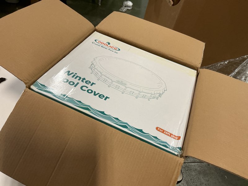 Condition photo showing New/Like New for Pool Covers for Above Ground Pools - 28 ft Round Winter Pool Cover, Extra Durable Cold- and UV-Resistant Heavy-Duty Swimming Pool Cover for Winterizing Cover 28ft