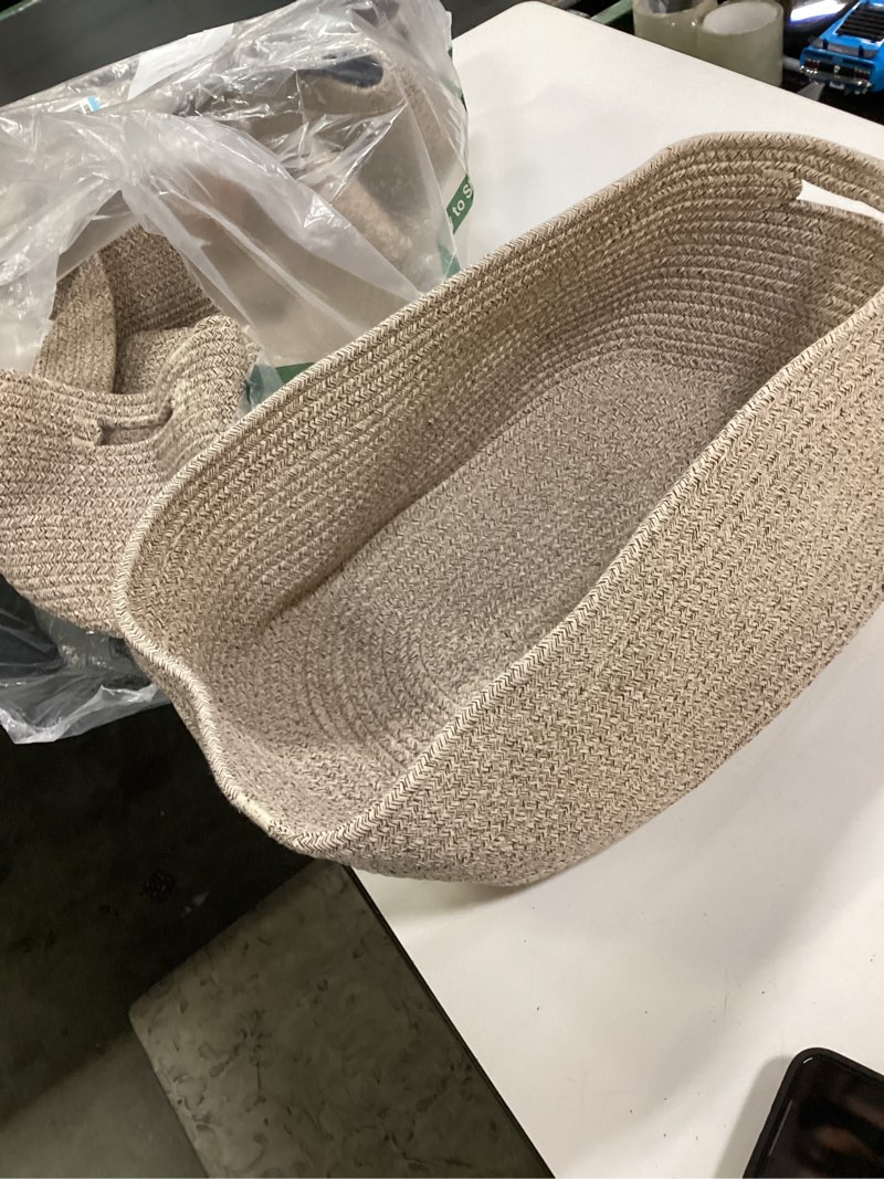 Condition photo showing Good Condition for large storage baskets for shelves, closet organizers bins for clothes blanket towels, baby nursery, toy baskets box, woven rope baskets, 17 x 13 x 7.5”, 3 packs mixed brown 3pcs-l17×w13×h7.5" natural
