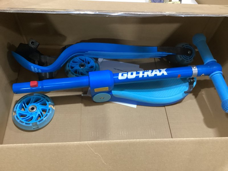 Condition photo showing Good Condition for Gotrax KS3 Kids Kick Scooter, LED Lighted Wheels, Adjustable Height Handlebars and Removable Seat, Lean-to-Steer & Widen Anti-Slip Deck, 3 Wheel Scooter for Kids Ages 2-8 and up to 110 Lbs Blue with Seat