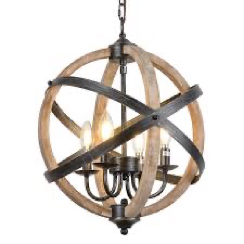 Farmhouse orb wood chande l i er