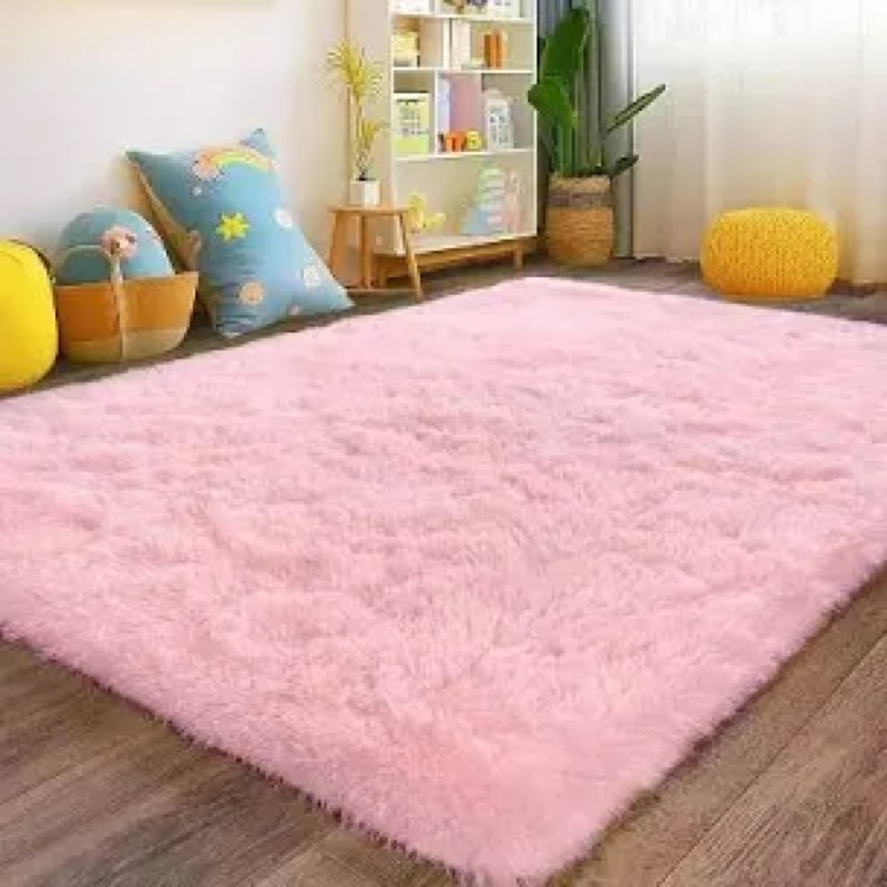 Pink faux fur rug large unspecified size