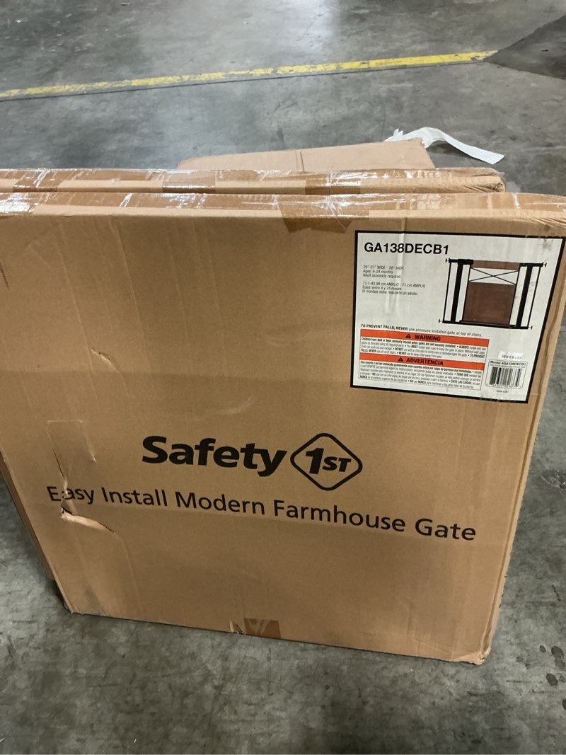 Condition photo showing New/Like New for easy install 28 in. h modern farmhouse child safety gate