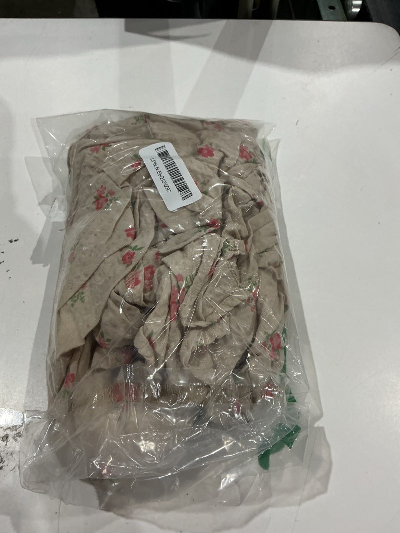 Condition photo showing As Is for r.vivimos womens summer floral print puff sleeves vintage ruffles midi dress (large, beige)