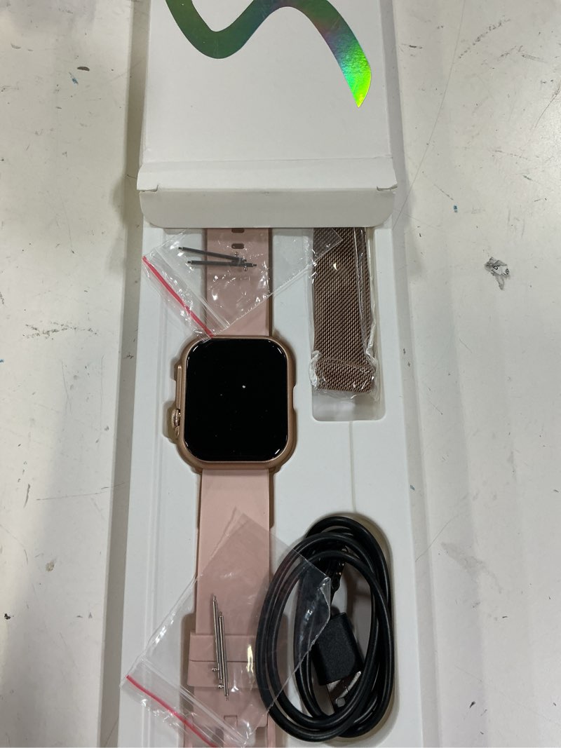 Condition photo showing Good Condition for smart watch for women for iphone android: 1.85"smartwatch with make/answer call sleep heart rate spo2 blood pressure monitor ip68 waterproof 120+sport mode fitness tracker 1000mah battery 2bands pink
