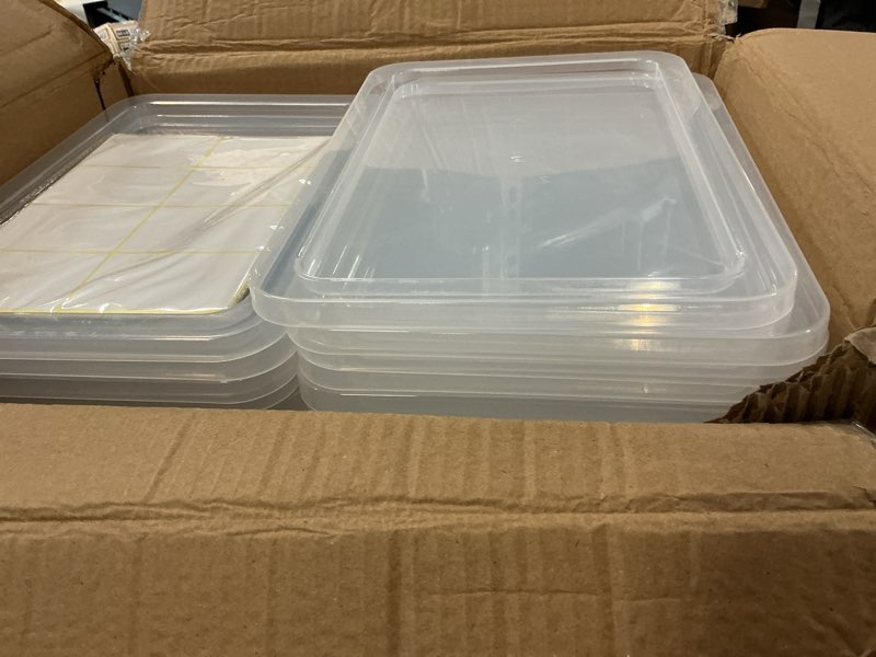 Condition photo showing As Is for 24 Pcs Bins for Classroom Plastic Storage Bins with Lids Storage Bins Storage Organizer Bins Plastic Shelf Containers 15 Sheets Self Adhesive Labels for Classroom School Home Office Supplies