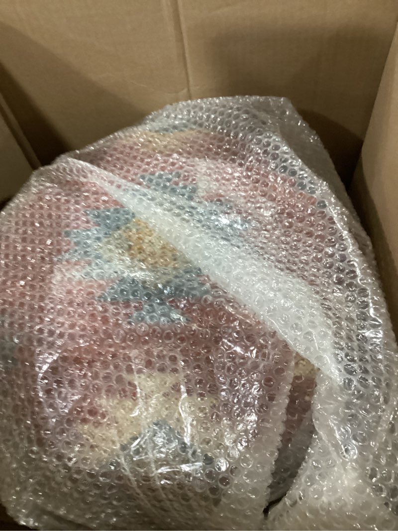 Condition photo showing New/Like New for handmade kilim jute pouf ottomans wooden seating stool for living room, bedroom (16" d x 16" w x 16" h) (red)