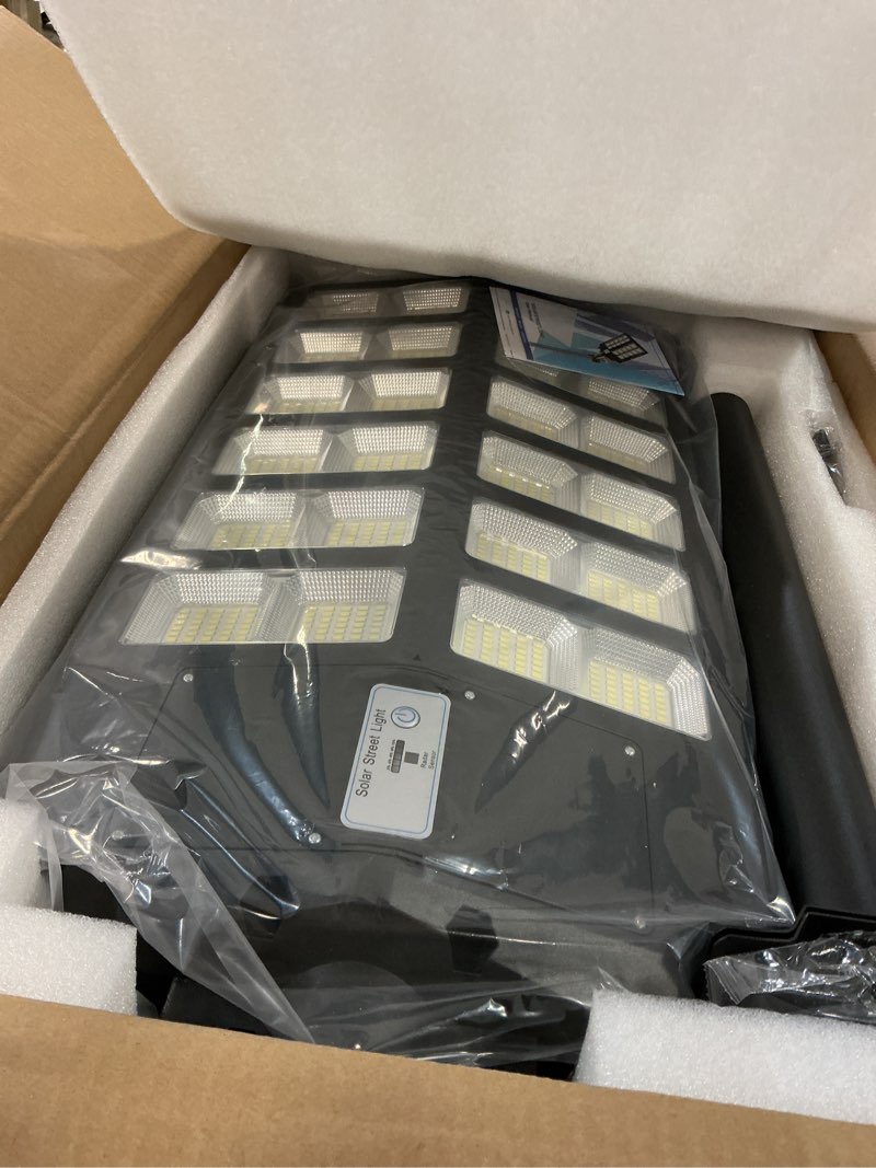 Condition photo showing Good Condition for Deepn 8000W Solar Street Light, 480000 Lumens Dusk to Dawn LED Flood Lights Outdoor Motion Sensor, IP66 Waterproof Commercial Grade Solar Outdoor Lights with Remote Control for Parking Lot, 2 Pack