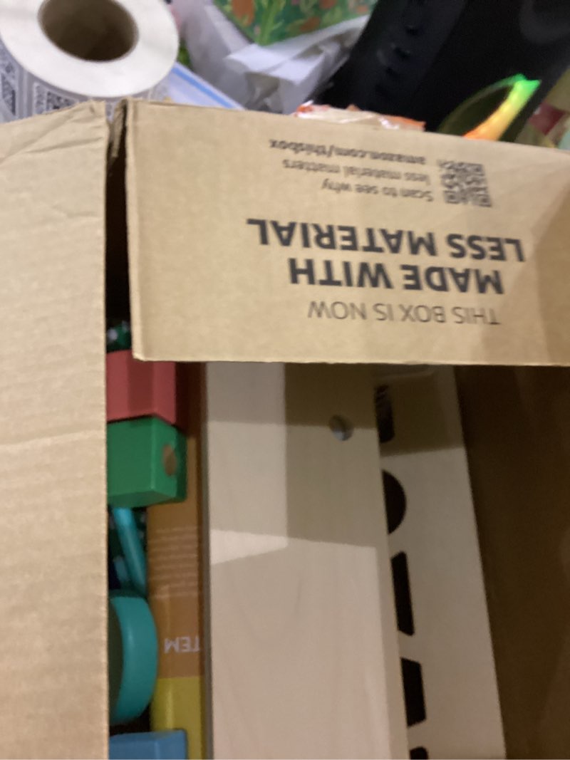 Condition photo showing As Is for LOVEVERY | The Block Set | Solid Wood Building Blocks and Shapes + Wooden Storage Box, 70 Pieces, 18 Colors, 20+ Activities, Toddler Block Set and Converts into a Pull Car, Ages 12 to 48+ months