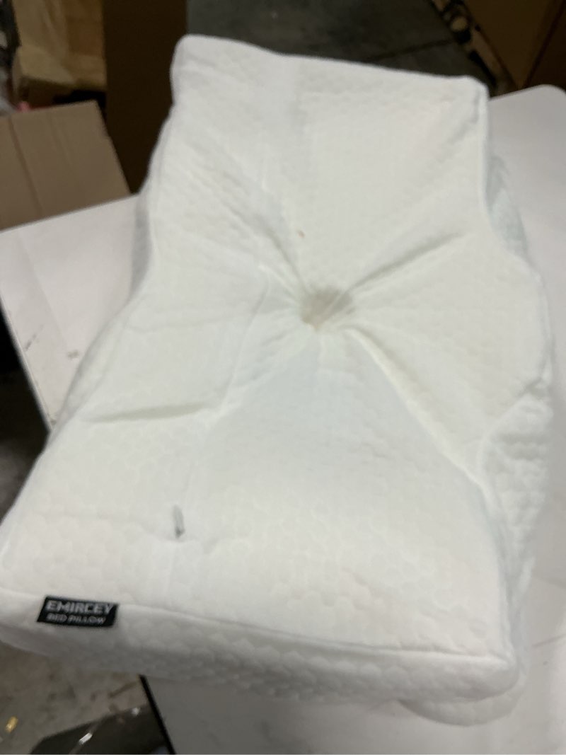 Condition photo showing As Is for Emircey Clinical-Level Relief Cervical Neck Pillow for Sleeping, Orthopedic Contour Memory Foam Pillow for Side Sleepers,Cooling Reading Pillow Neck Relief, Ergonomic Back Stomach Sleepers,Ash Grey