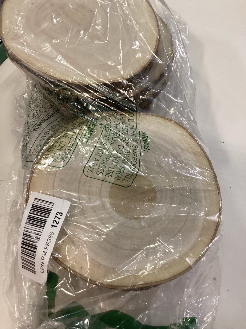 Condition photo showing New/Like New for pingeui 12 pack wood slices, 7-8 inch natural wood slices circle crafts, round rustic diy wooden circle crafts for wedding table décor