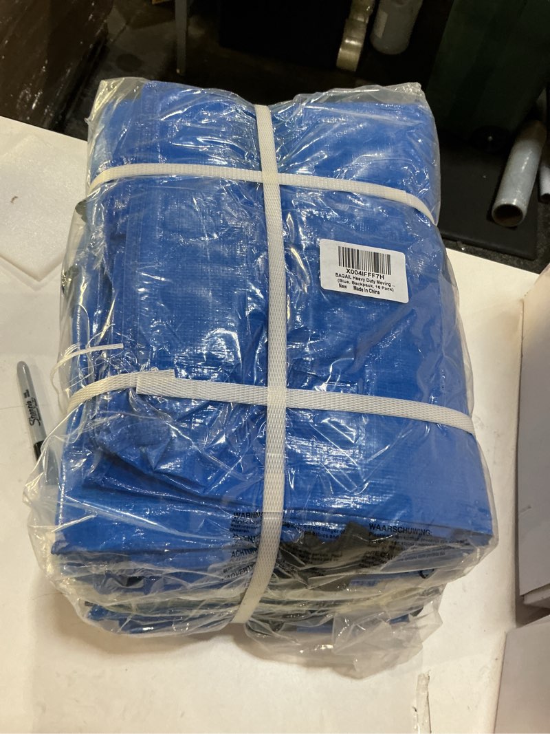 Condition photo showing New/Like New for BAGAIL Heavy Duty Moving Bags with Strong Handle, Extra Large Moving Boxes, Storage Tote for Clothes, College Moving Supplies(Blue, Backpack, 16 Pack) Blue 86L-16pack-Backpack