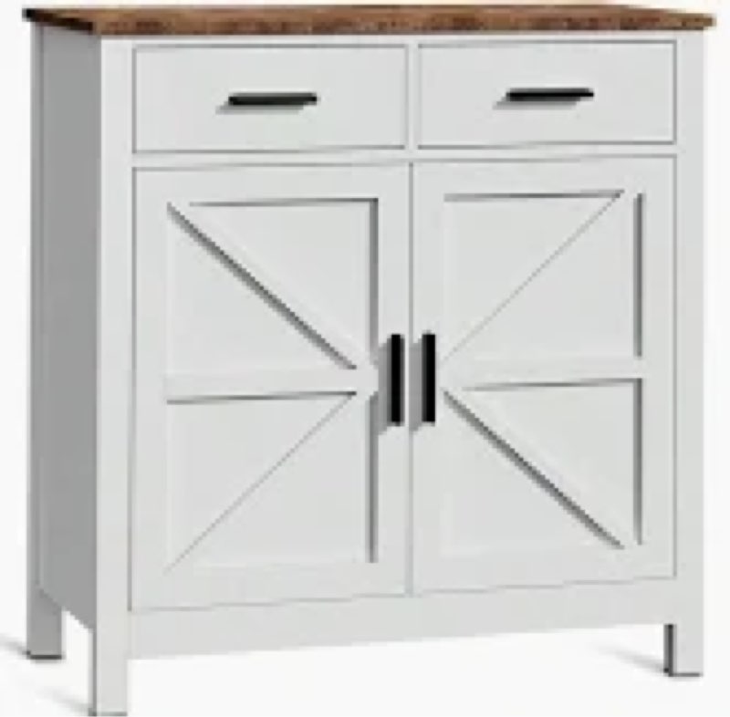 Farmhouse Storage Cabinet With Craft Flower Motif Front