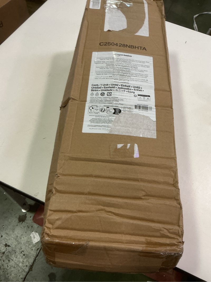 Condition photo showing New/Like New for Amazon Basics 1/2 Inch Extra Thick Exercise Yoga Mat with Carrying Strap, Cushioned Support, for Fitness and Gym Workouts Black