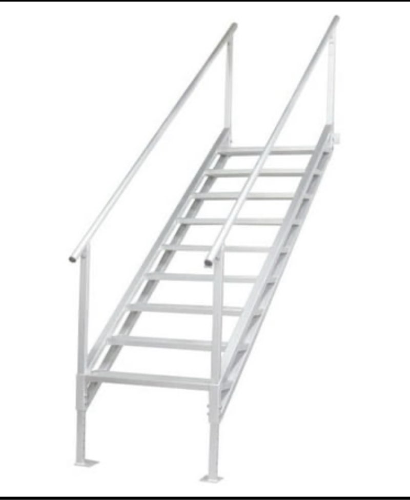 extreme max 3005.4315 jumbo-tread universal mount dock stairs with railing - 9-step