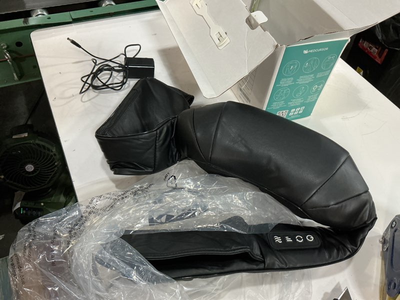 Condition photo showing As Is for medcursor neck massager - portable electric neck and back massager with heat, deep tissue 3d kneading pillow for muscle pain relief, ideal father’s & mother’s day gift, not cordless black