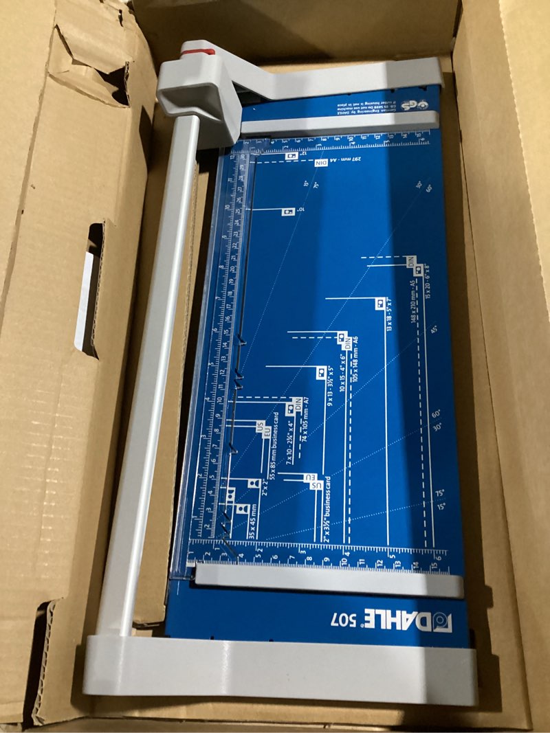 Condition photo showing Good Condition for Dahle 507 Personal Rotary Trimmer, 12" Cut Length, 7 Sheet Capacity, Self-Sharpening, Automatic Clamp, German Engineered Paper Cutter