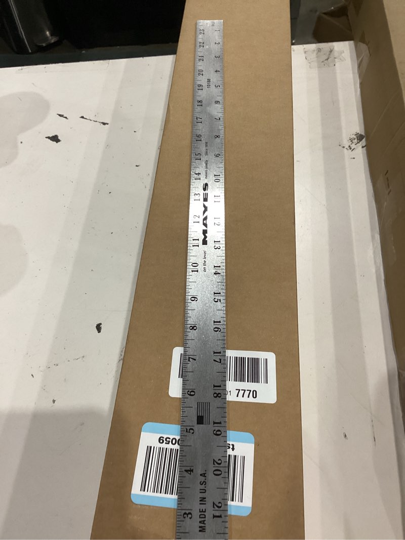 Condition photo showing Good Condition for mayes 10207 24 inch straight edge aluminum ruler, heavy duty 24 inch ruler with metric and standard measurements, extra thick precision straight edge silver 24 inch
