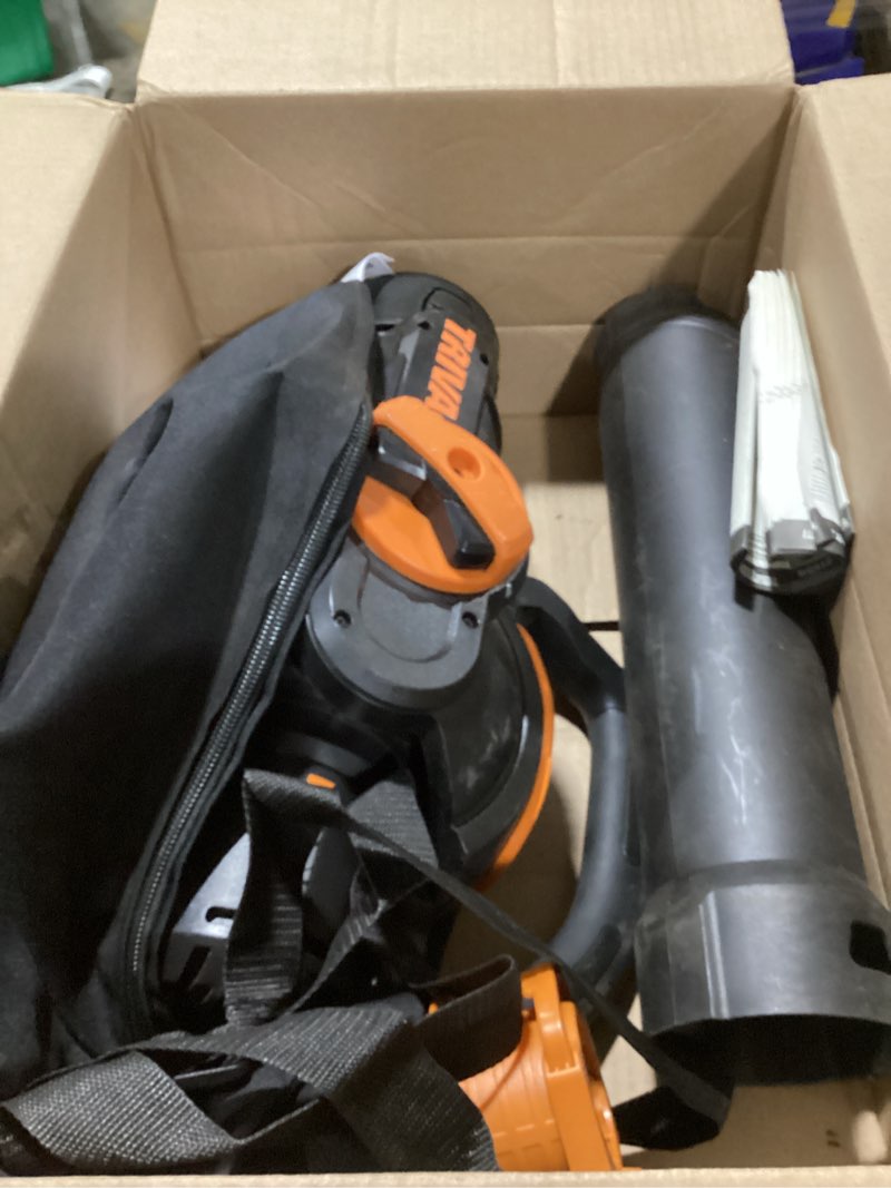 Condition photo showing As Is for WORX 12 Amp Trivac 3-in-1 Electric Leaf Blower/Mulcher/Yard Vacuum - WG512