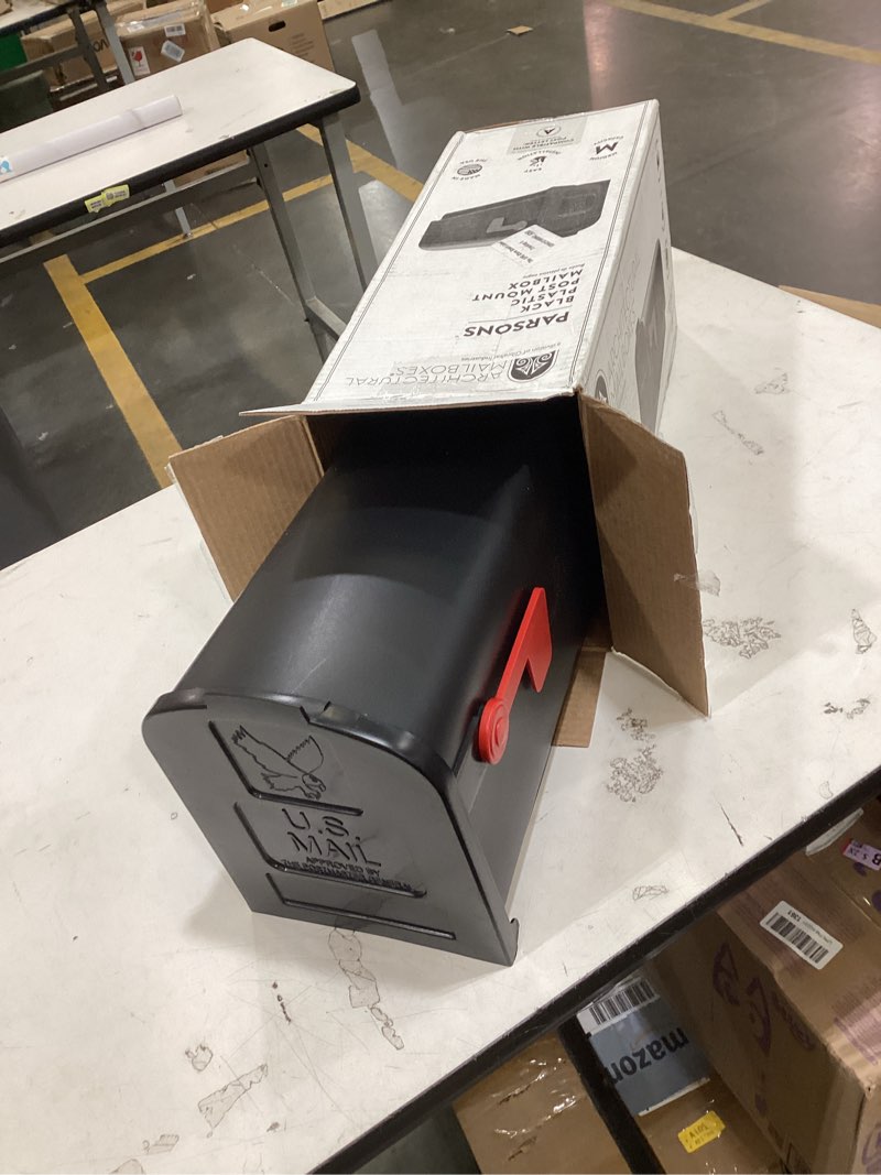 Condition photo showing Good Condition for architectural mailboxes parsons medium capacity, plastic post mount mailbox, black