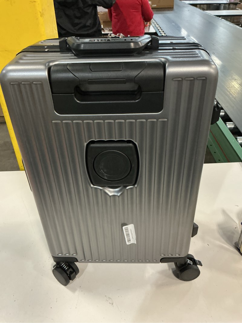 Condition photo showing Good Condition for zipperless luggage, 22x14x9 aviation certified, polycarbonate aluminum hardshell, expandable carry-on luggage with spinner wheels, hardshell luggage, 20 inch cabin dark gray 20 inch