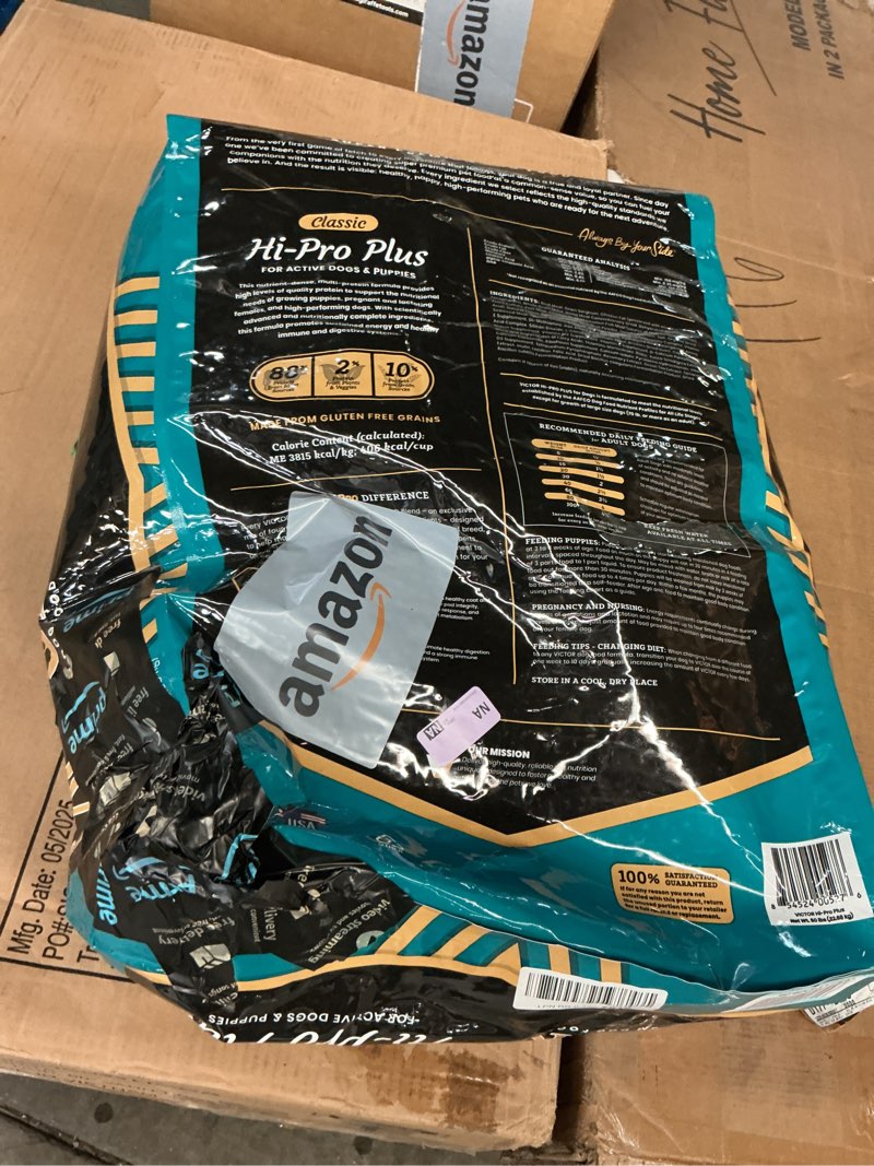 Condition photo showing As Is for VICTOR Super Premium Dog Food – Hi-Pro Plus Dry Kibble – High Protein Dog Food with 30% Protein – Beef, Chicken, Pork, Fish Meals, Gluten Free - for High Energy and Active Dogs & Puppies, 50lbs Original Formula 50 Pound (Pack of 1)