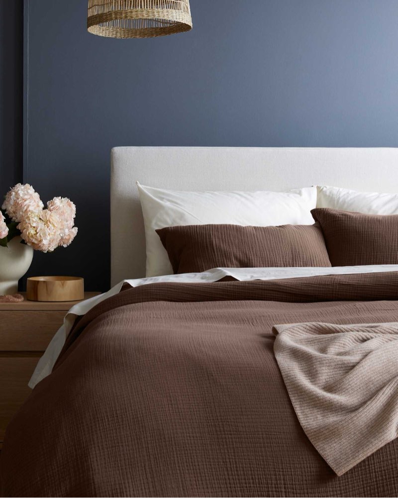 organic cotton gauze duvet cover, full/queen, chocolate