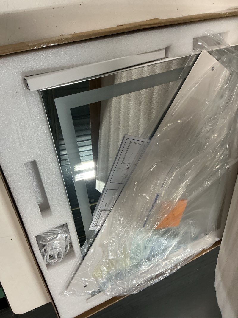 Condition photo showing Good Condition for ROLOVE Vanity Mirror with Lights 22"x18", Lighted Makeup Mirror with 10X Magnification, Smart Touch 3 Colors Dimmable, 360° Rotation, Women Gift, Dresser Mount, Bathroom (White) White 22"L x 18"W