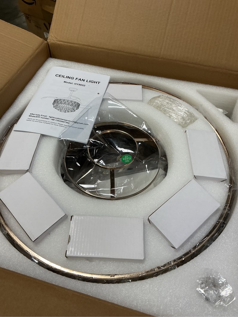 Condition photo showing Good Condition for 42 Inch Fandelier Ceiling Fan with Light, Chandelier Fan, Crystal Retractable Ceiling Fan with Light