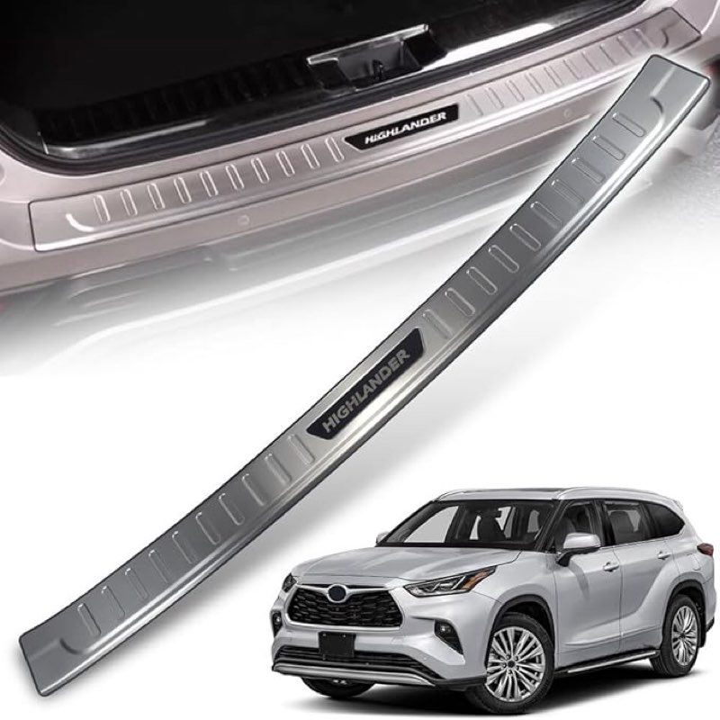 Rear Outside Bumper Sill Plate Guard Stainless Steel Cover Trim Door Tailgate Trunk Lid Protection Compatible for Highlander 2020 2021 2022 2023 2024 1PC(Sliver)
