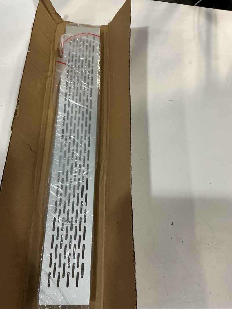 Condition photo showing New/Like New for 1set door vent cover, 20 x 3 inch heavy duty aluminum grille ventilation cover with 4 mounting screws for cabinet wardrobe kitchen shoe cabinet, silver
