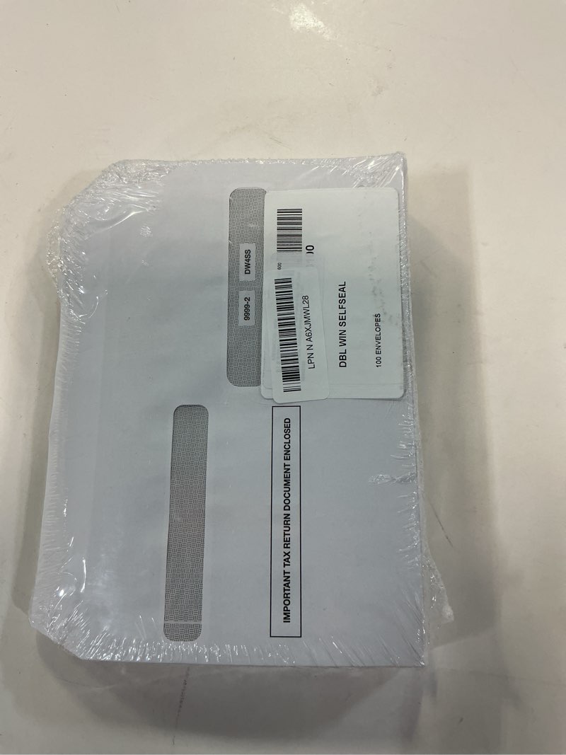 Condition photo showing New/Like New for 100 W2 Self-Seal Envelopes for W-2 4up Forms, Compatiable with QuickBooks Online, ADP Other Tax Software, 5 5/8” x 9”, Security Tint, 100 Pack