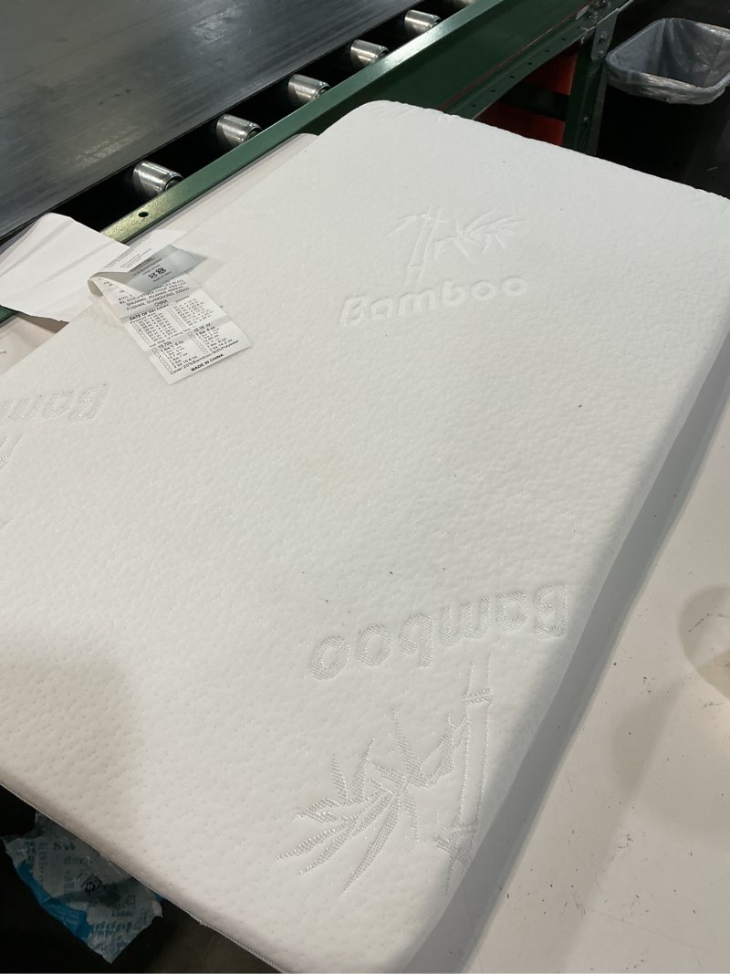 Condition photo showing Good Condition for (35inx20in)playard mattress for trend: 2\" thick dual sided gel memory foam bassinet mattress fit for dream on me nest/zodiak/zoom portable, pamo babe deluxe and baby trend playard 36.5\" x 25\" x 2\" bamboo cover