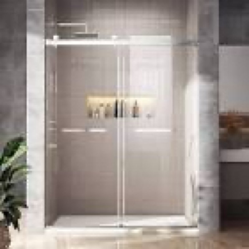 hasipu frameless sliding shower door, 44"-48" w x 76" h, 5/16"(8mm) sgcc & ansi certified tempered g