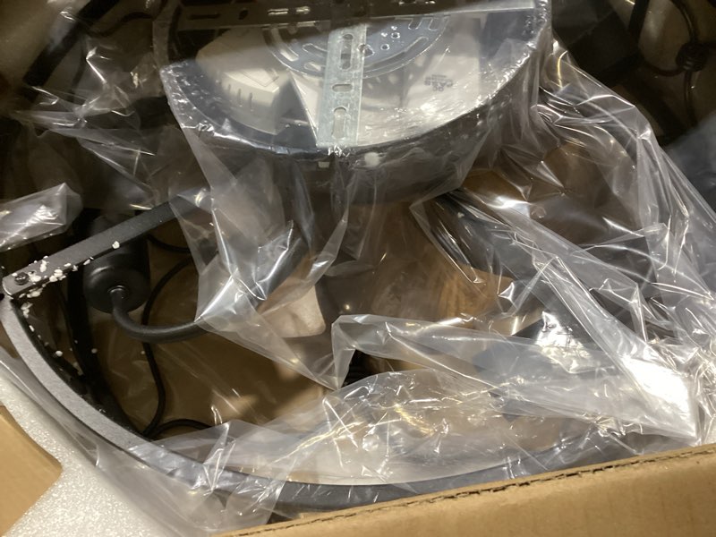 Condition photo showing New/Like New for Caged Ceiling Fans with Lights,20" Flush Mount Fandelier Ceiling Fan with Lights and Remote,6 Wind Speeds Smart Low Profile Farmhouse Ceiling Fan for Bedroom,Kitchen,Living Room,Include 4 Bulb Black Caged Ceiling Fans