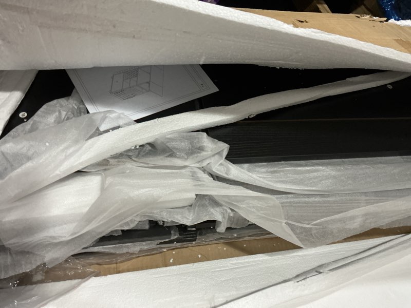 Condition photo showing New/Like New for Bestier Rolling Kitchen Utility Cart with Collapsible Surface Extender, 6 Shelves, 1 Cabinet, 1 Drawer, Dual Side Handles, & Hanging Peg Holes, Brown(similar no same color is BLACK NO BROWN)