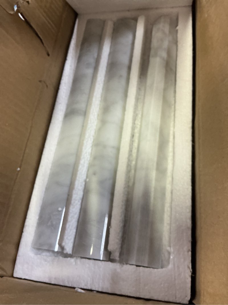 Condition photo showing New/Like New for lovdeco carrara white 1/2" x 12" marble pencil liner tile, edge trim molding for shower and backsplash, bullnose tile trim polished, 10 pcs/box 1/2" x 12" pencil trim polished