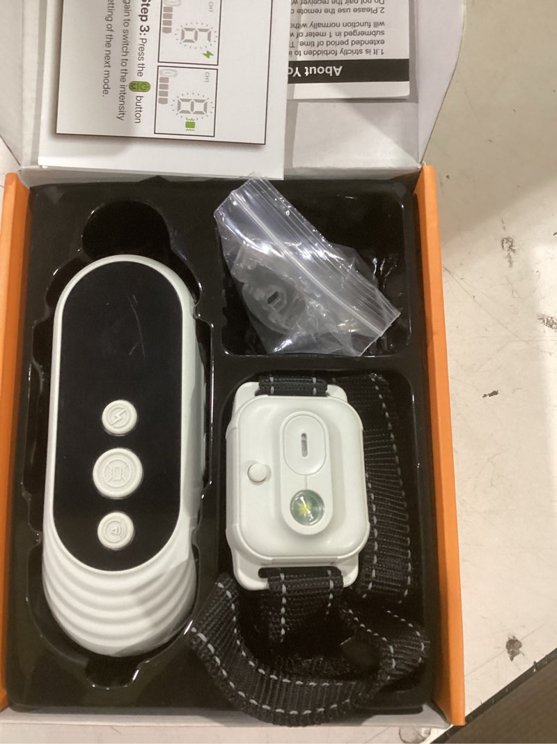 Condition photo showing As Is for Dog Shock Collar, 3300ft Dog Training Collar with Remote, IPX7 Waterproof Rechargeable Sleek Modern Shock Collar for Small, Medium, Large Dogs with Beep, Vibration, Safety Shock, Light Mode, 8-120 lbs 1 Pack
