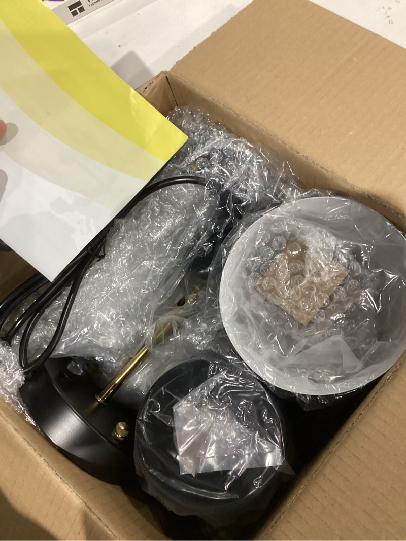 Condition photo showing New/Like New for Plug in Wall Sconces Set of 2, Dimmable Wall Lights with Plug in Cord and Dimmer On/Off Knob Switch, Adjustable Angle Black Wall Mounted Lamp for Bedside Bedroom Living Room (2 Bulbs Included) Black & Gold