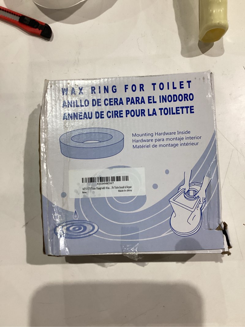 Condition photo showing New/Like New for Toilet Flange with Wax Ring for Toilets Replacement Kit Includes Bolts PVC Toilet Flange Repair Kit for 3" or 4" Pipes, Fit Toilet Install & Repair with Standard Wax Ring