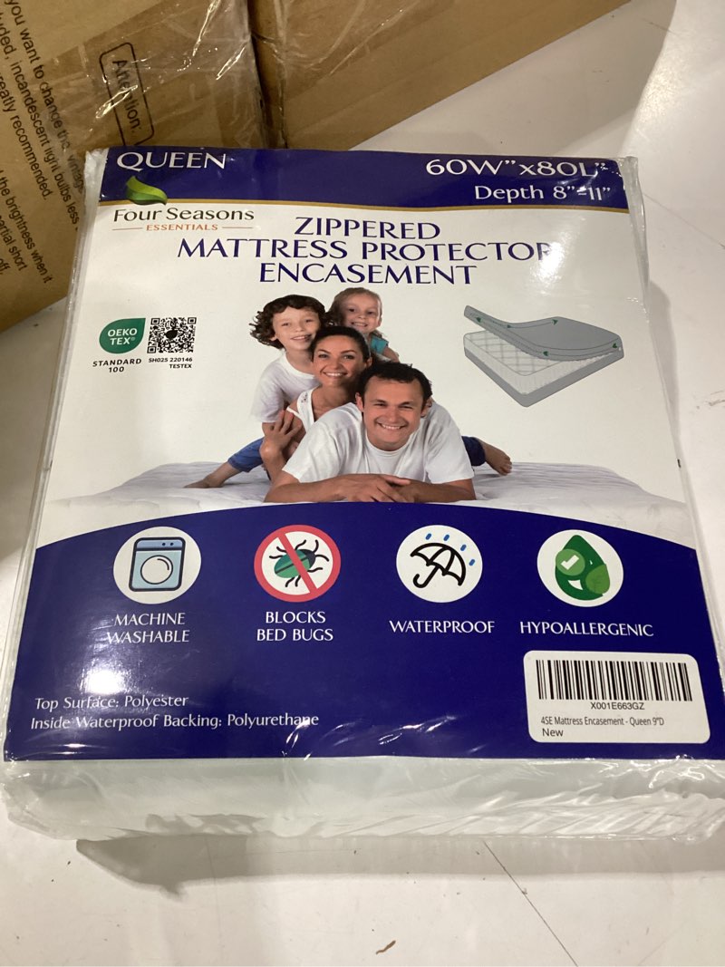 Condition photo showing Good Condition for queen mattress or box spring protector (8"-11" depth) - zippered waterproof encasement hypoallergenic premium quality cover protects from dust queen 8"-11" depth