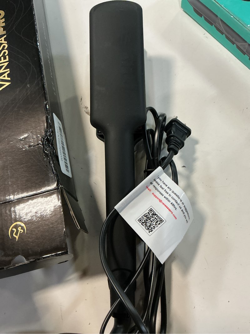 Condition photo showing Good Condition for vanessa pro titanium flat iron: hair straightener with consistent heat for effortless glide on naturally thick hair, minimal damage - 2-inch wide plates for easier morning routine & silk press at home